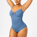 Ruched Tummy Control One-Piece Swimsuit – Halter Neck, Push-Up, Slimming Bathing Suit for Women
