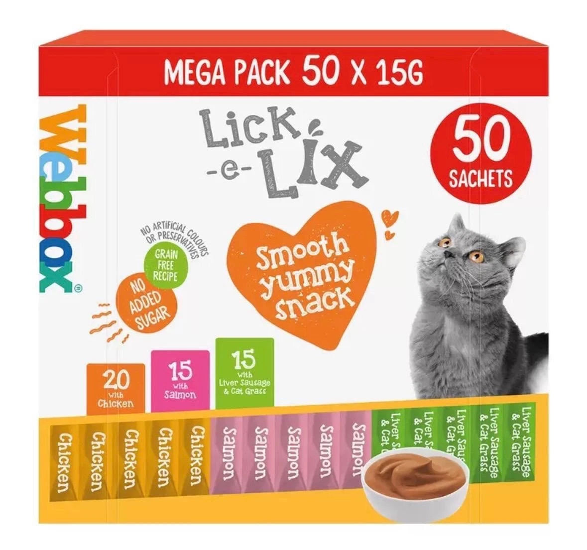 Webbox Lick-e-Lix Cat Treats Variety Mega Pack - Kitten Friendly Grain Free