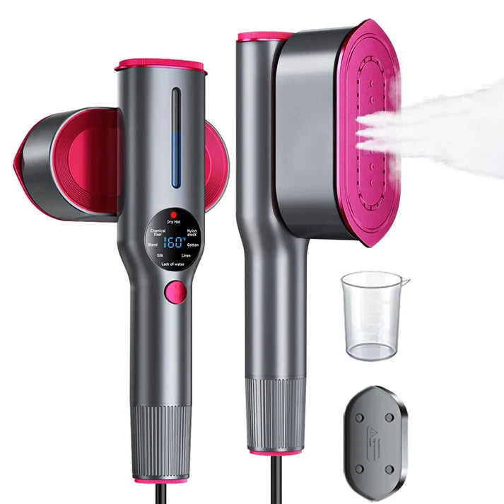 Dr Flash 2-in-1 Garment Steamer &amp; Iron – 1200 W Fast Heat-Up (15 s) with Large Ceramic Plate, Travel Size Portable Clothes Steamer (110-130 V)