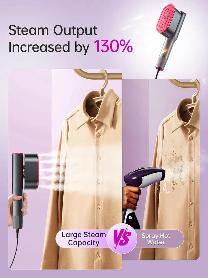 Dr Flash 2-in-1 Garment Steamer &amp; Iron – 1200 W Fast Heat-Up (15 s) with Large Ceramic Plate, Travel Size Portable Clothes Steamer (110-130 V)